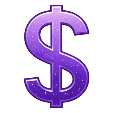 symbol money $ glitter purple sticker