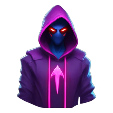 Riot Games Valorant neon pink eyes glowing bright red Video game character blue purple hooded assassin themed character shrouded wraith sticker
