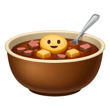 bowl of beef stock, brown color, no herbs, no bones, emoji style sticker