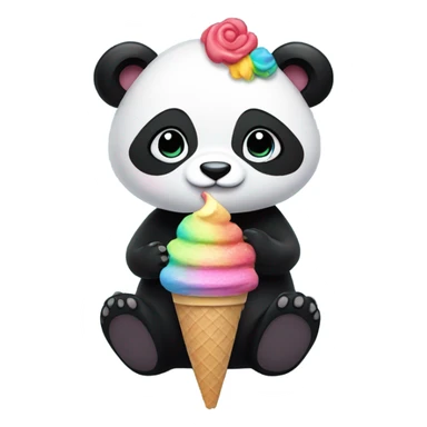 Panda eating ice cream in a black dress sticker