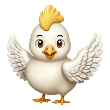 Me podrías hacer un emoji de un pollo con alas de ángel y cuernos de pony sticker