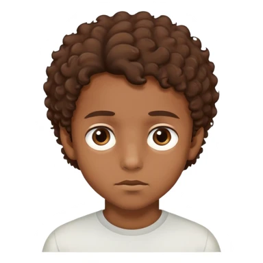 boy with brown slightly curly hair and blank stare sticker