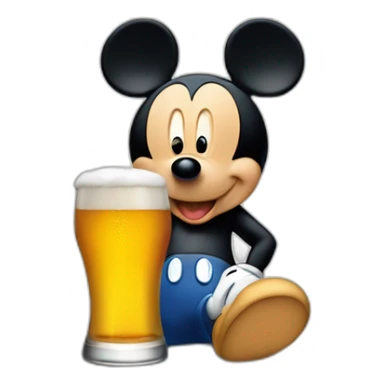 Mickey mouse qui boit une bière sticker