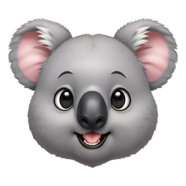 Cinematic Comical Koala Portrait Emoji, Head tilted dramatically with an exaggeratedly amused expression, featuring a quirky grey fur with a comically large black nose and wide, expressive eyes filled with playful disbelief, Simplified yet hilariously expressive features, highly detailed, glowing with a slightly sassy glow, high shine, dramatic yet playful, stylized with an air of cheeky eucalyptus mischief, bright and endearing, soft glowing outline, capturing the essence of a spirited and over‐the‐top koala, so meme‐worthy it feels like it could hug its way into internet fame instantly! sticker