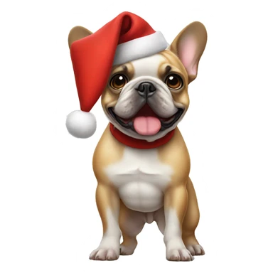  French bulldog with Santa hat on standing on its hind legs sticker