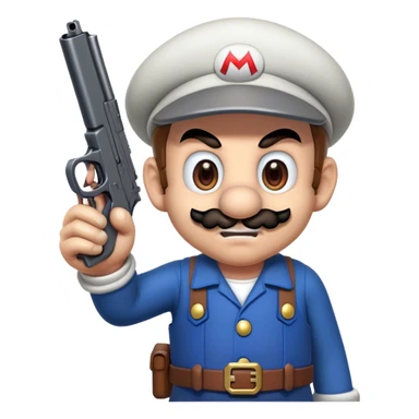 evil Mario with a gun sticker