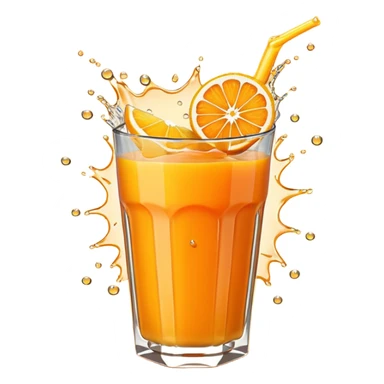 Extreme juice burst emoji, citrus explosion, dynamic splash, bold cartoon style, high saturation, transparent background. sticker