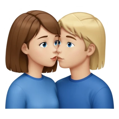 una ragazza con il caschetto marrone che bacia un ragazzo con i capelli biondi e gli occhi azzurri sticker