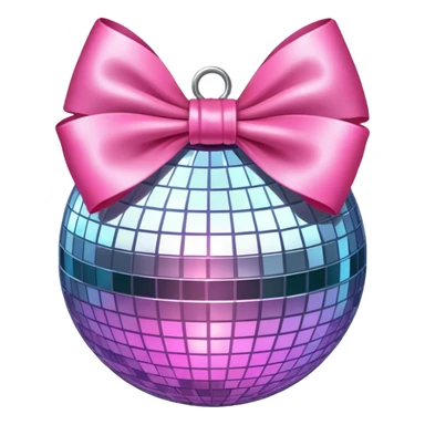 A disco ball with a pink bow on top sticker