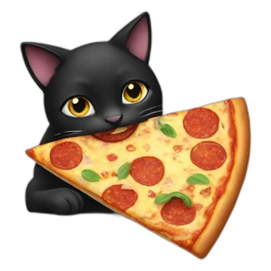 Black cat eating pizza slice sticker
