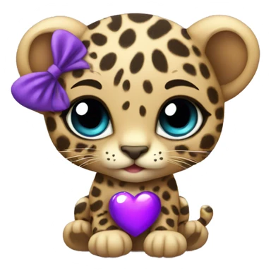 Baby leopard holding a purple heart  sticker