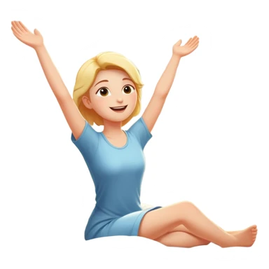 a person waking up early, stretching in bed with sunlight coming through the window, cheerful and fresh sticker