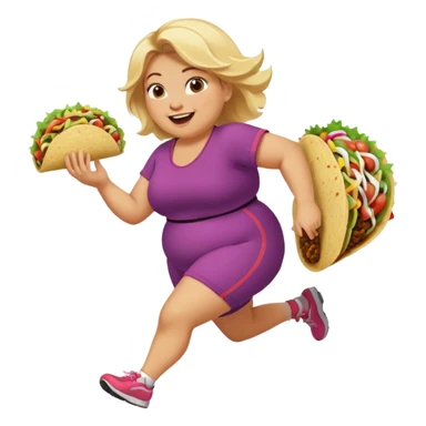 A fat blonde girl running with tacos sticker