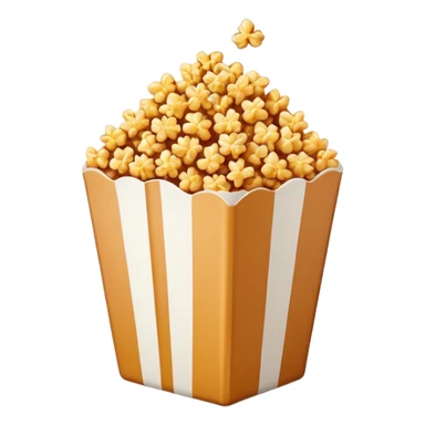 minimalist caramel popcorn in a plain package, golden brown caramel color, extremely simple design, no text, glossy iOS emoji style sticker