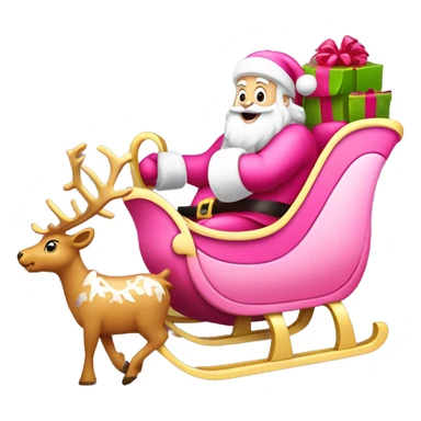 Pink Santa sleigh deals with presents being pulled by reindeer with pink bows bow sticker