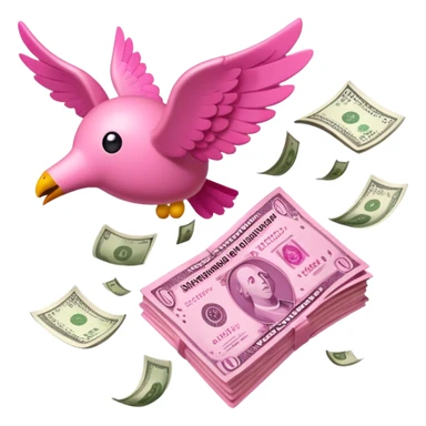 pink money flying  sticker