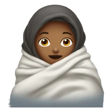 woman covering herself from the cold with a blanket sticker