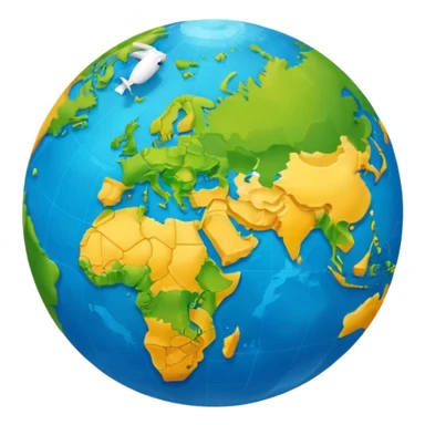 Globe Showing Europe-Africa with plane flying around it, google emoji style sticker