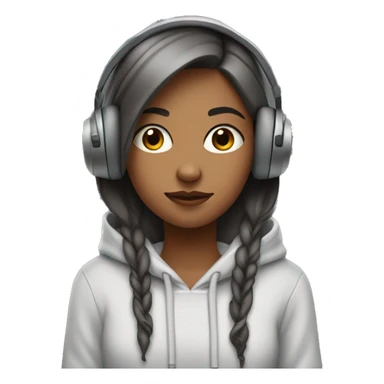 Girl with headphones  i said no eyes. Wearing hoodie of ofgray color hairs are brown and and upto shoulders.  sticker