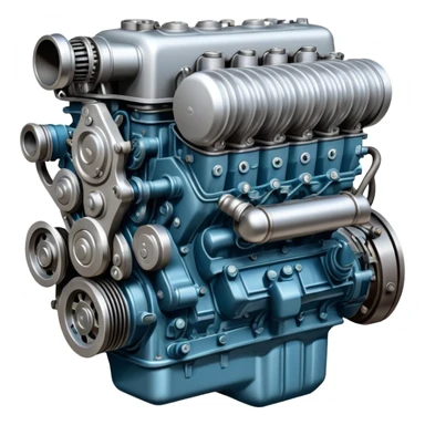 Detailed ZIL-130 V8 truck engine, Soviet automotive design, mechanical parts visible sticker