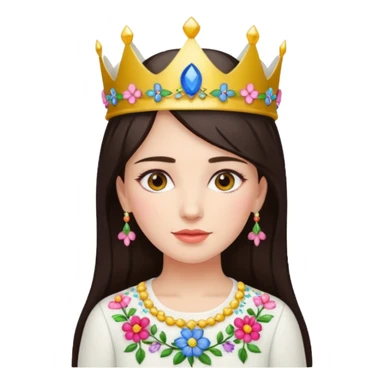 Ukrainian woman in a white embroidered shirt with dark hair and a crown of flowers on her head sticker