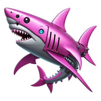 glitter mech shark pink cyberpunk sticker