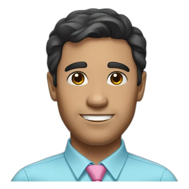 a Brazilian man with short black hair wearing a light blue shirt and a pink tie  sticker