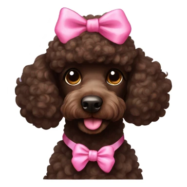 dark brown poodle with pink bow on head sticker