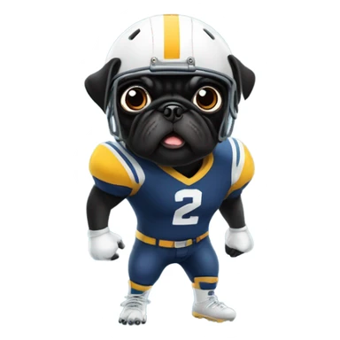 Black pug in a football uniform sticker