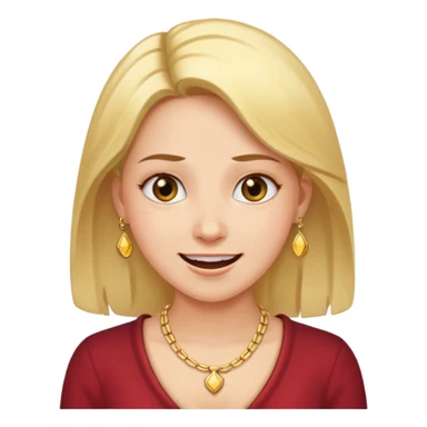 Female with Gold Necklace, fair skin, different expressions. sticker