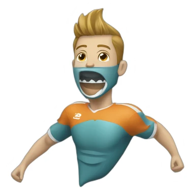 footballeur sur requin sticker