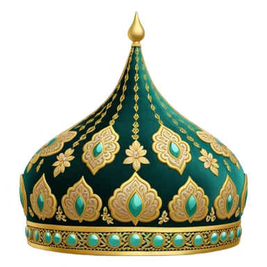 Bukhara style doppa hat with small detailed gold embroidery on dark background sticker