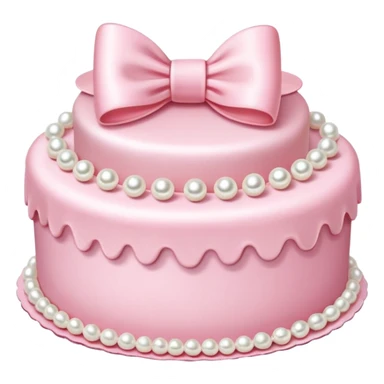 light pink cake decorated with pearls and a light pink bow on top sticker
