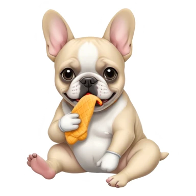 Black and white color frenchie eating a sock  sticker