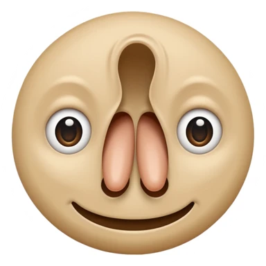 Two beige circles squished together , with a single long nose  sticker