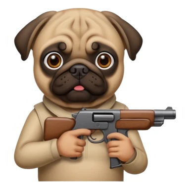 Pug holding a gun sticker