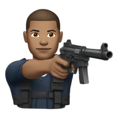 Mbappé with a fake gun sticker