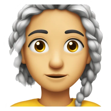 Emoji amarillo con cara sonrojada mirando hacia el lado con los ojos cerrados y una mano pasando detrás de su oreja sticker