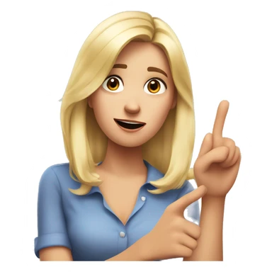 emoji pixar style very pretty blonde woman, saying no with her hands, realistic style sticker