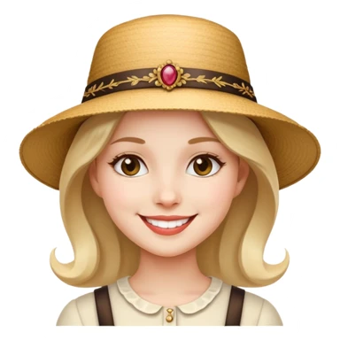 girl with a decorative, elegant hat, smiling sticker