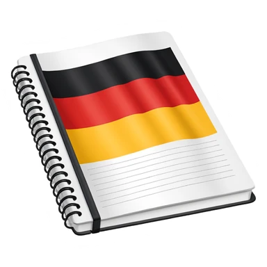 open notebook with German flag on the page sticker
