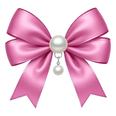 Pink bow with hanging pearl sticker