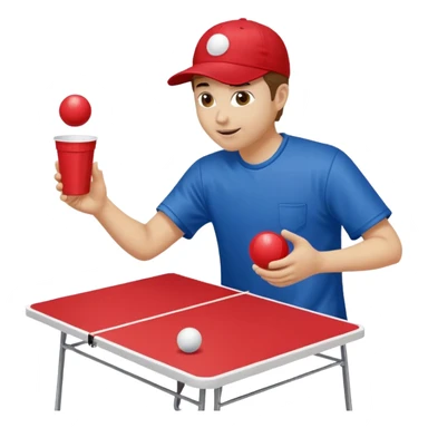 Beer pong table with somebody throwing a ping-pong ball into a red plastic cup sticker