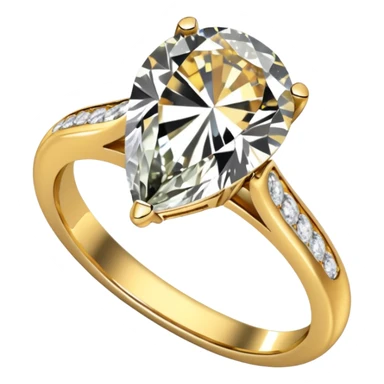 Pear cut engagement ring with small gold band with diamonds  sticker