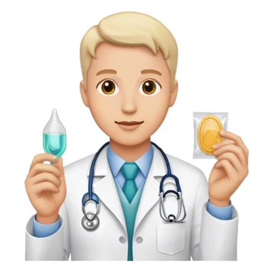 doctor holding condom sticker
