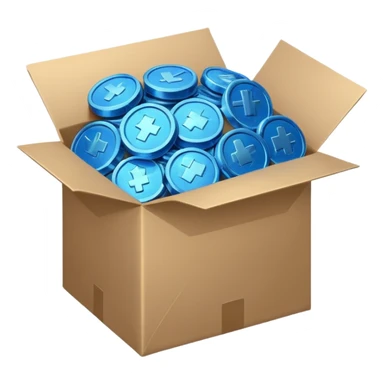blue coins credit in a package sticker