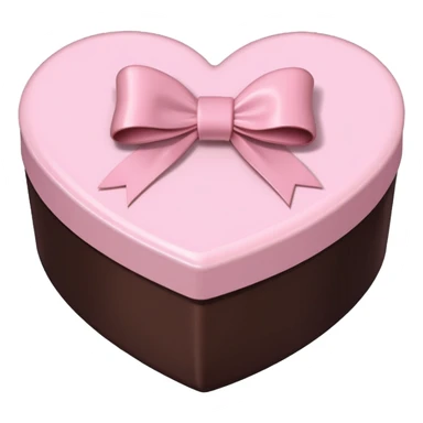 pale pink heart box, pale pink bow, filled with chocolates inside sticker