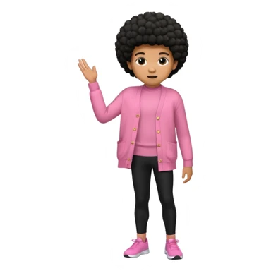 A caramel skin boy with a Afro weeding black leggings and a pink cardigan  sticker