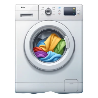 washing machine mid-cycle with clothes tumbling inside sticker