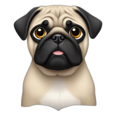 pug wearing a black t-shirt sticker